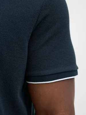 Marinblå pikétröja med vita detaljer – Jack & Jones Plus Size