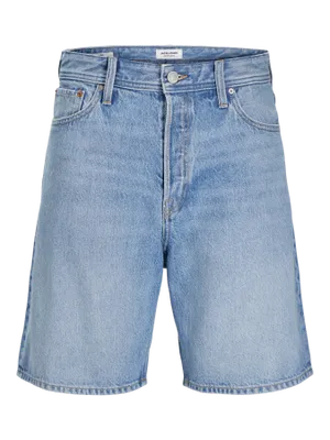 Lösa denimshorts med hög midja och stonewash