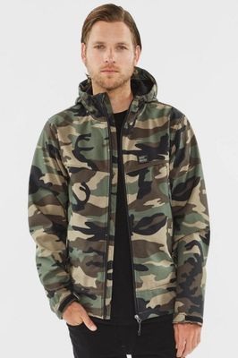 Camo softshell jacket with fleece lining