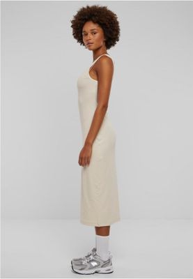 Midi dress in stretchy cotton with round neckline