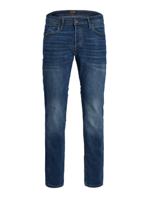 Mørkeblå jeans med straight fit til mænd