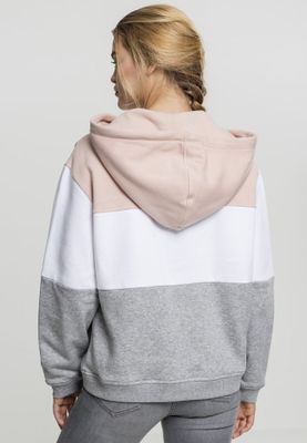Ladies Oversize 3-Tone Hoody blk/wht/gry L