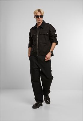 Vita tryckta knappar, två bröstfickor Mens Workwear Cotton Jacket Jacka för herr – svart