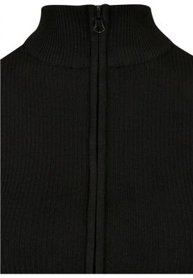 Ladies Cropped Rib Knit Zip Cardigan