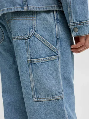 Blå snickarjeans baggy fit - ALEX