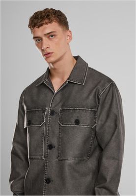 Synthetic Vintage Leather Skjortjacka