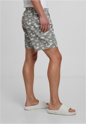 Pattern Swim Shorts Pale Olive/White