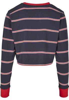 Short women's sweater with stripes