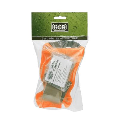 Survival kit in roll-top bag