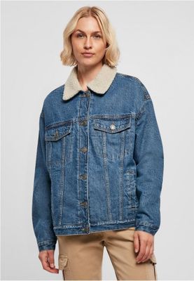 Ladies Oversized Sherpa Denim Jacket