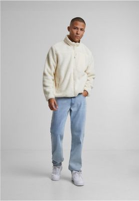 Sporty fleece jacket for men with zipper and breast pocket