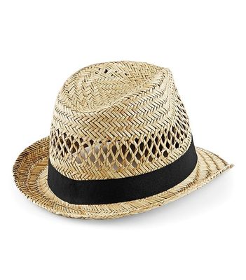 Straw hat with black ribbon