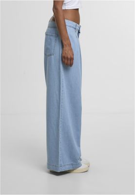 Ladies Wide Leg Lätta Denim Byxor i Bomull