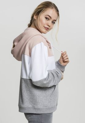 Ladies Oversize 3-Tone Hoody blk/wht/gry L