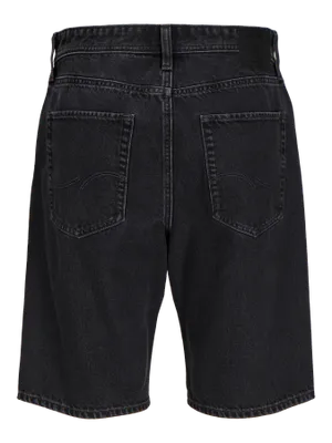 Baggy fit shorts i svart stonewash denim