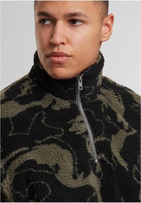 Kamouflage mönster Oversized Pattern Teddy Jacka – oliveswirl