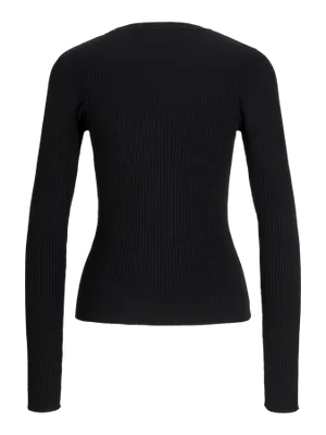 Ribbstickad crew neck top - Tight fit