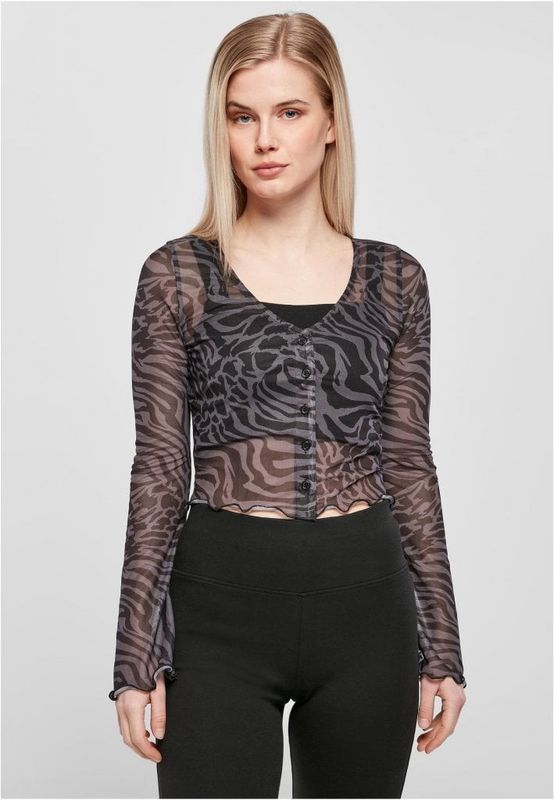 Tiger cropped mesh cardigan