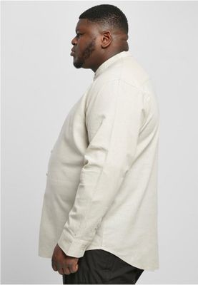 Cotton Linen Stand Up Collar Shir