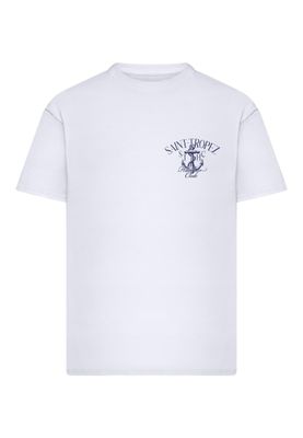 T-shirt i bomullsjersey med hotel Saint – vit