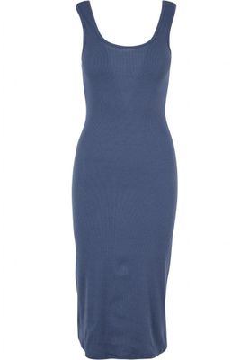 Midi dress in stretchy cotton with round neckline