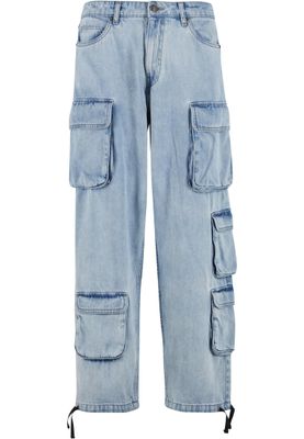 Multi Pocket Denim Cargo Byxor