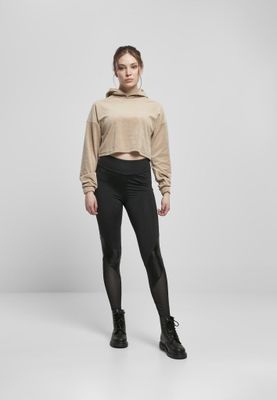 Ladies Cropped Velvet Oversized Hoody