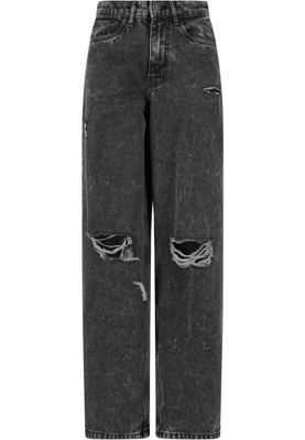Ladies Distressed 90's Wide Leg Denim Pants