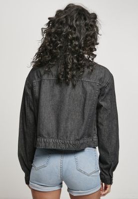 Black denim jacket in oversize model women