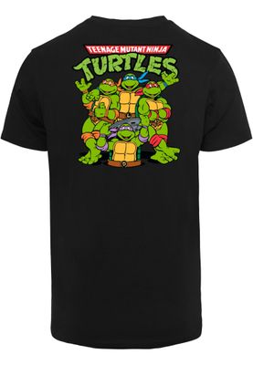 Logotyp bröst, karaktärer rygg Turtles Team Tee logotyp T-shirt för herr – svart