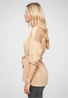 Beige tunic with tied waist