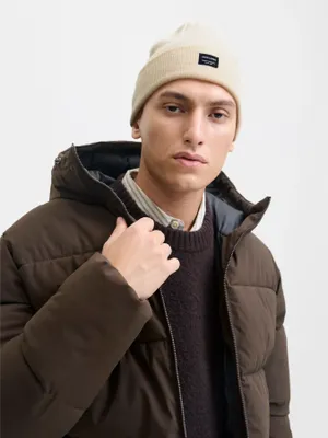 Naturvit ribbstickad mössa Jack & Jones