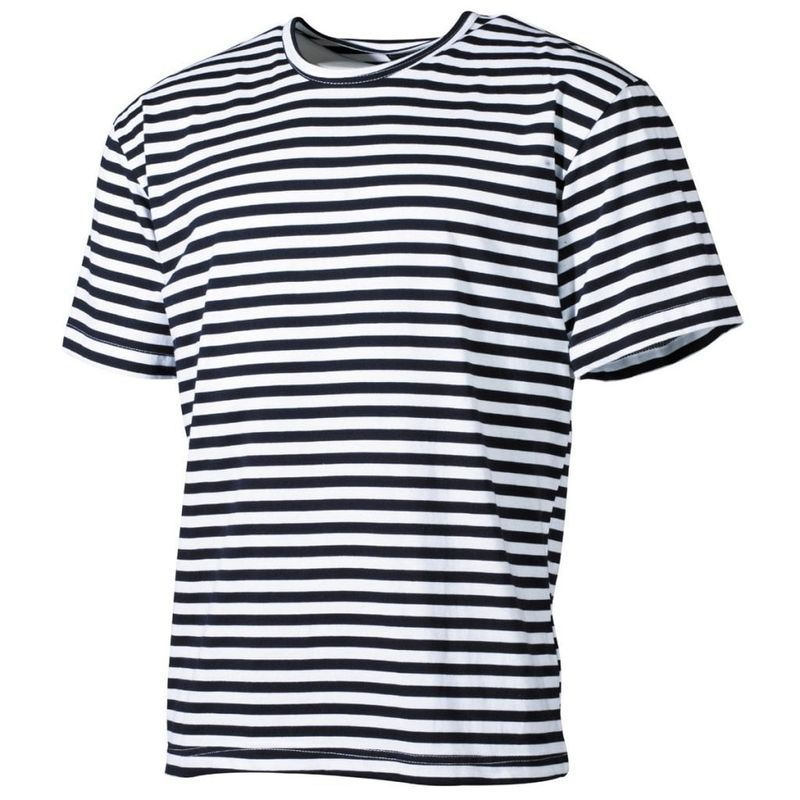 Vit og blårandig t-shirt herr
