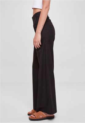 Mixed linen trousers with high waist for women