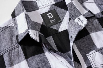 Short-sleeved flannel shirt checkered black/white