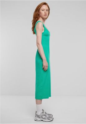 Midi dress in stretchy cotton with round neckline