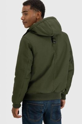 Short hooded jacket with teddy lining