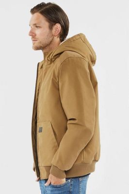 Short hooded jacket with teddy lining