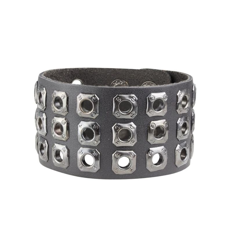 Leather bracelet with hollow rivets