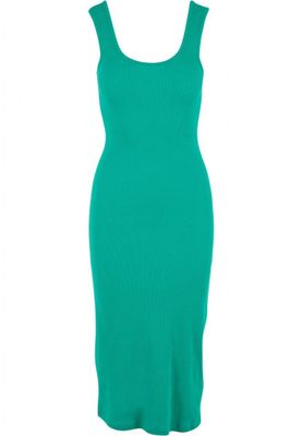 Midi dress in stretchy cotton with round neckline