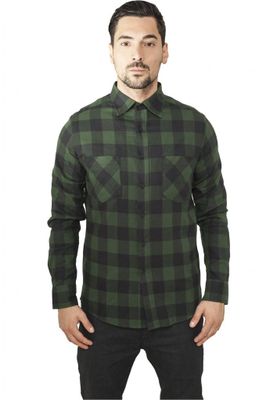 Flanelskjorte Ternet Sort/Mørkegrøn