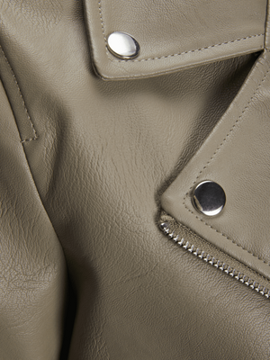 Women's Full Zip Faux Leather Biker Jacket