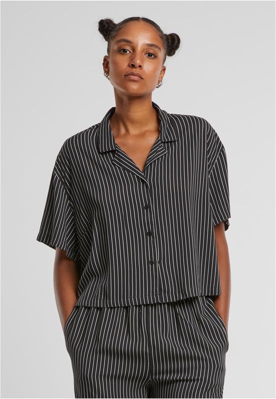 Skjorta för dam med vita ränder– black/white