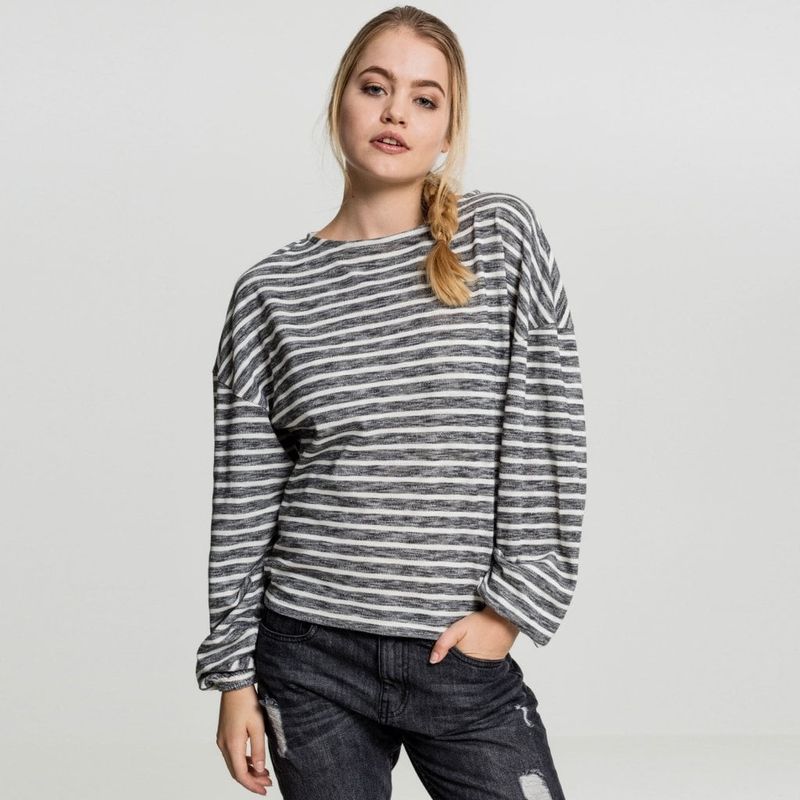 Ladies oversize stripe pullover