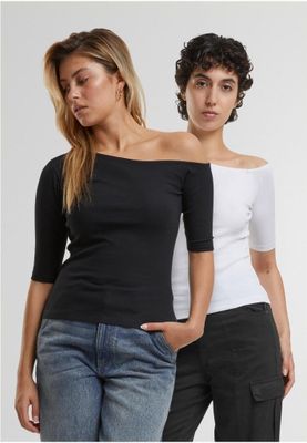 Ladies Organic Asymmetric Rib Tee 2-Pack