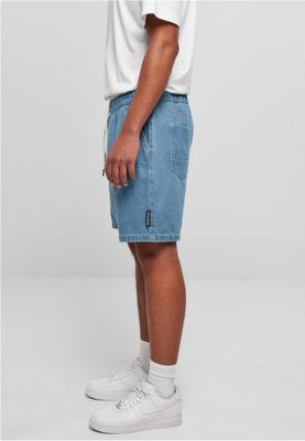 Jeansshorts med manchetter i taljen - blå