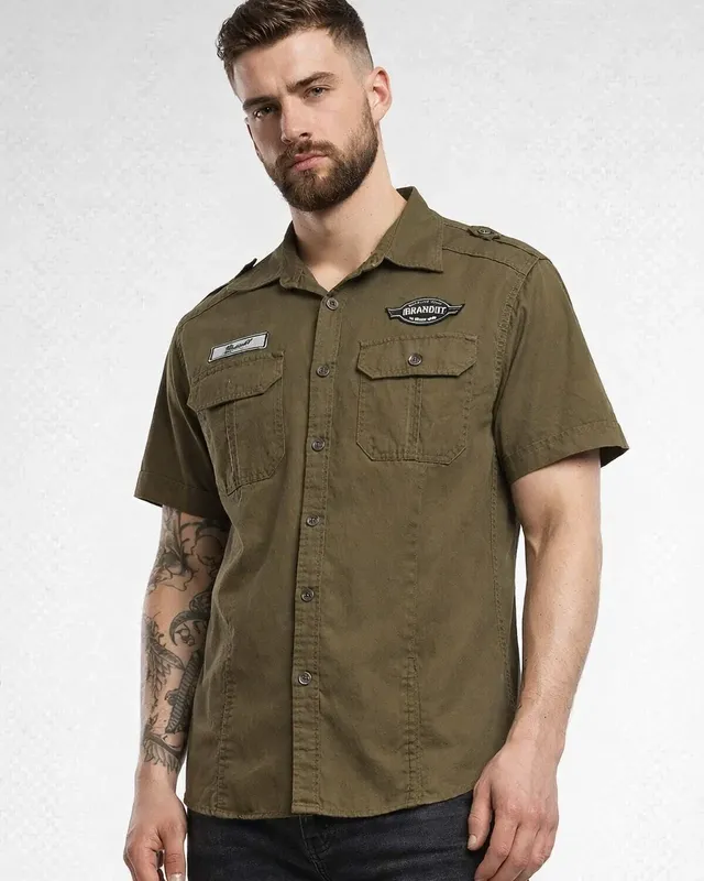 Luis Vintage Short Sleeve Shirt - olive