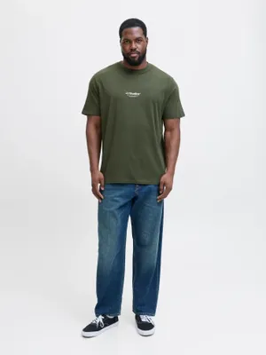 Mörkgrön T-shirt med liten logga – Jack & Jones Plus Size