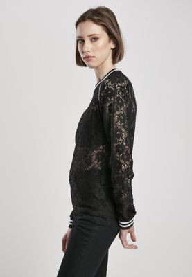 Short sweatshirt in lace fabric
