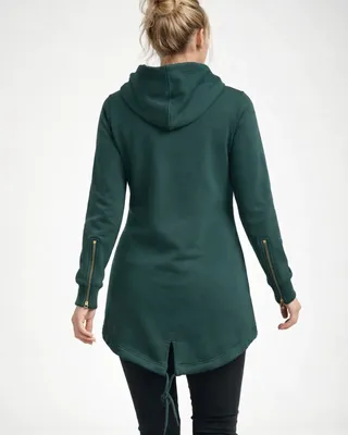 Huvtröja dam i bottlegreen zip – UC